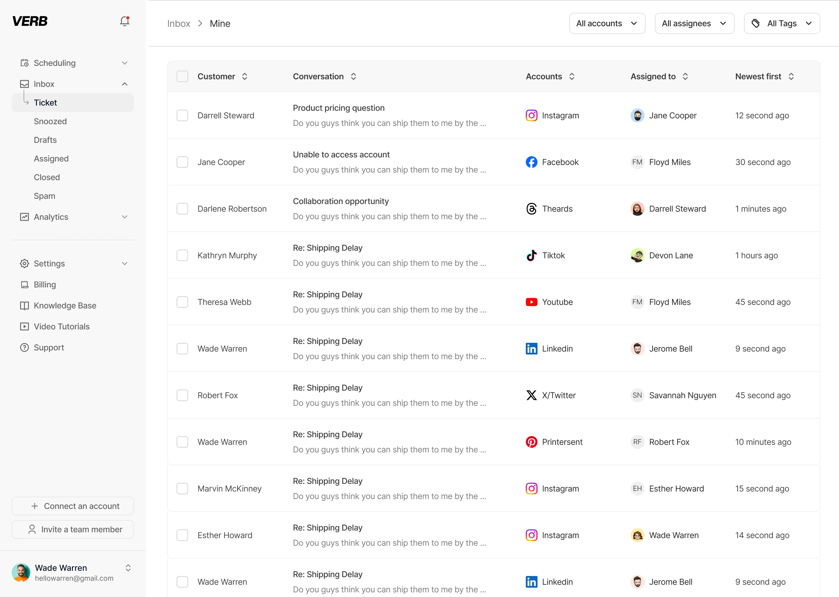 Unified Threads inbox