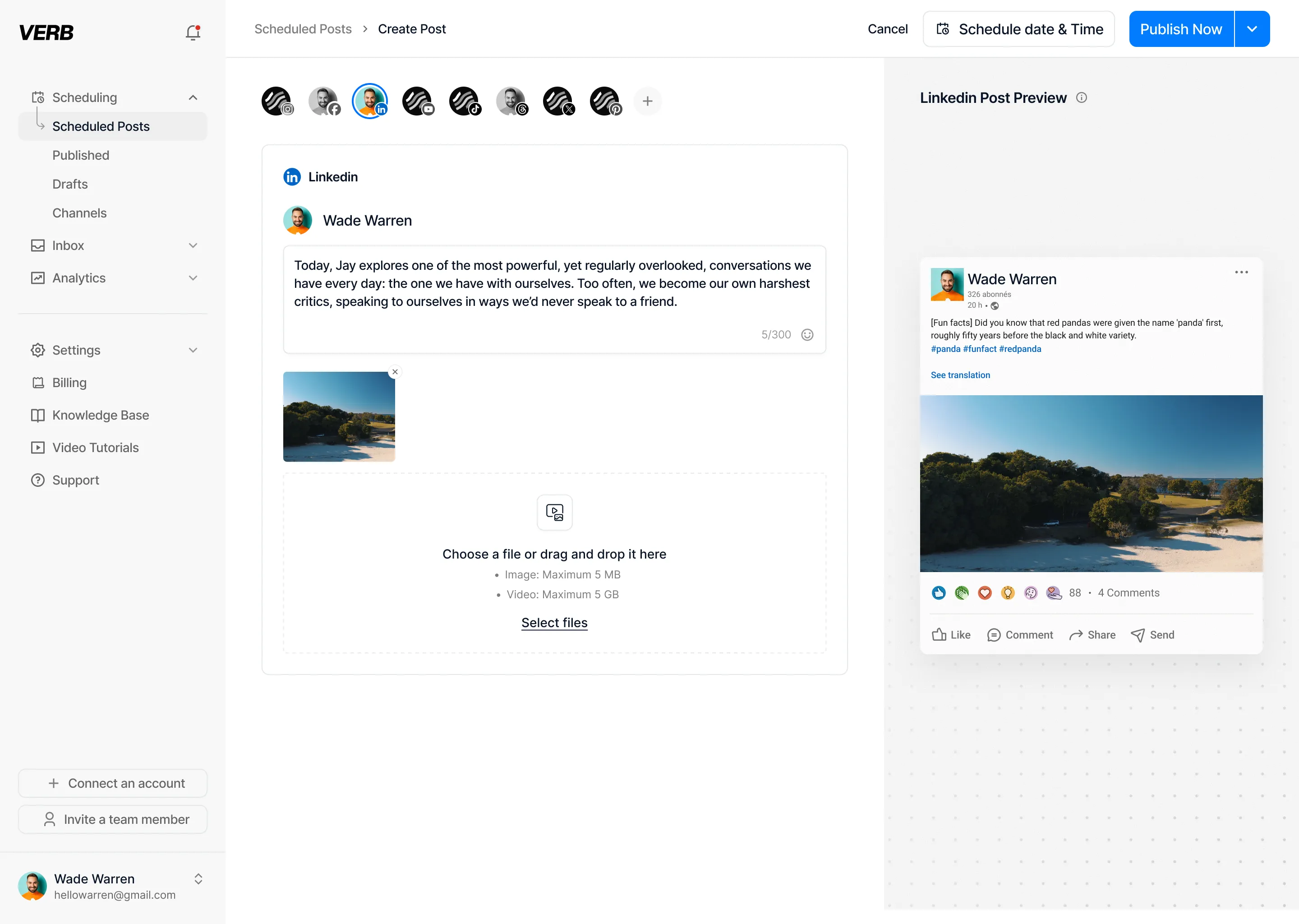 LinkedIn calendar & composer