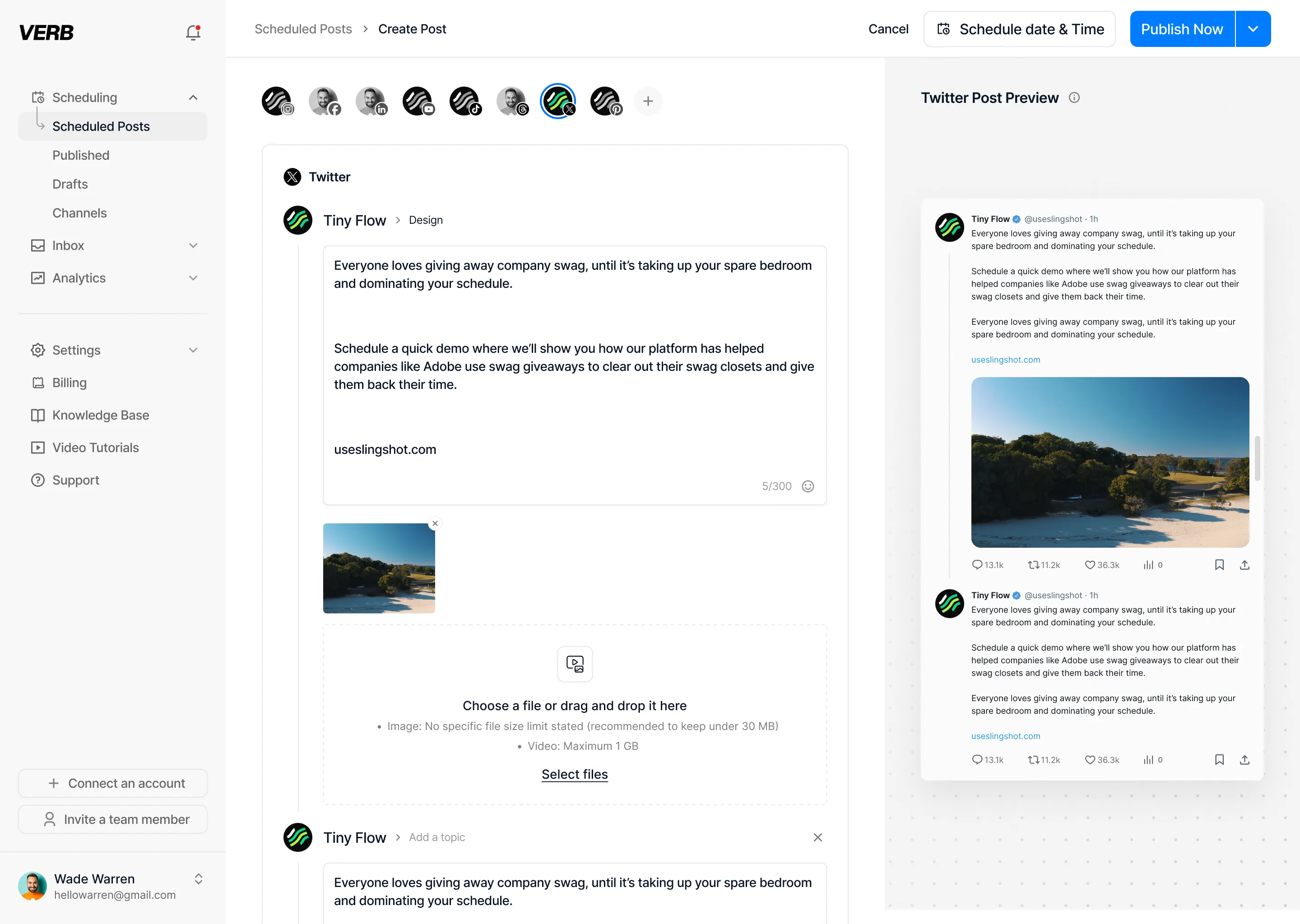 X calendar & thread composer